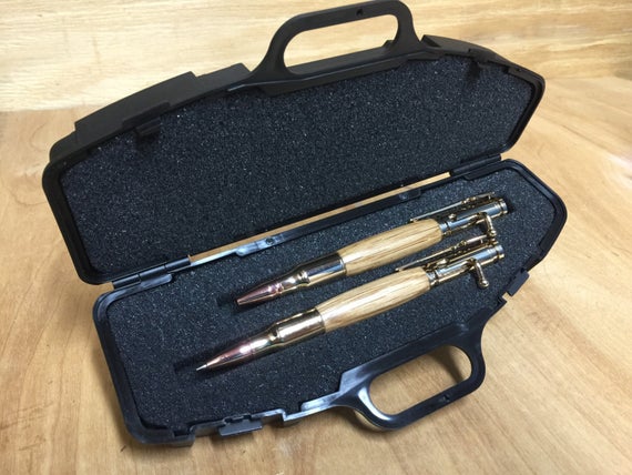 Bolt Action Bullet Pen and Pencil Set made from used whiskey barrel