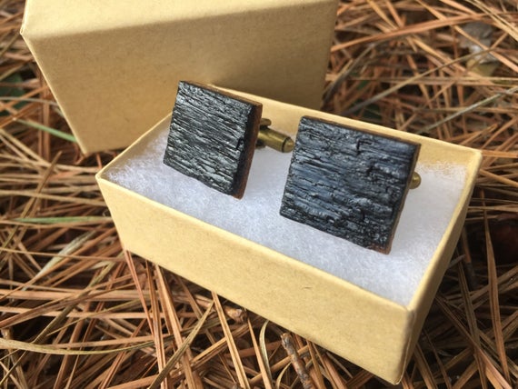 Personalized Whiskey Barrel Cufflinks, groomsmen gift, wedding cuff links, 5th anniversary gift for him, Father's Day, rustic wood cufflink