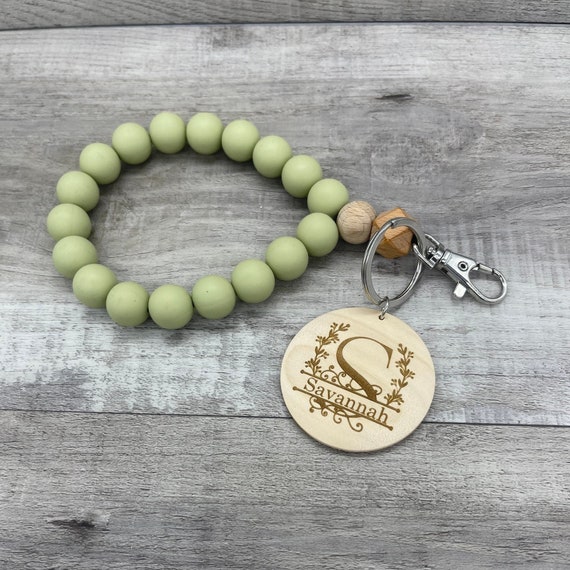 Personalized Keychain Wristlet - Silicone beads