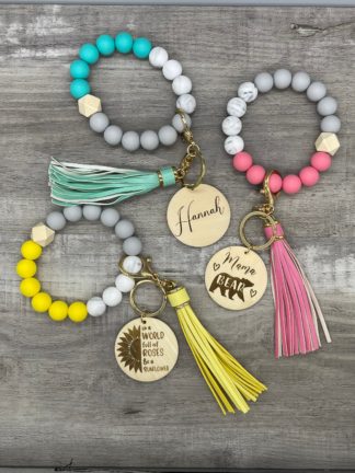 Personalized Marble Print Keychain Wristlet - Silicone beads Gift for her, teacher appreciation, bridesmaids gift, Graduation Class of 2022