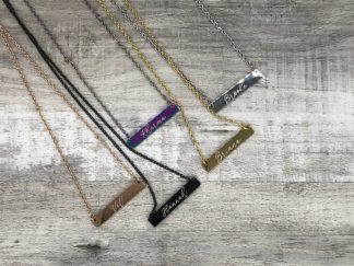 Bar Necklace with 20 inch Chain - Personalized Necklace, engraved gift for her, bridesmaid gift Valentines gift, Mother's Day gift for mom